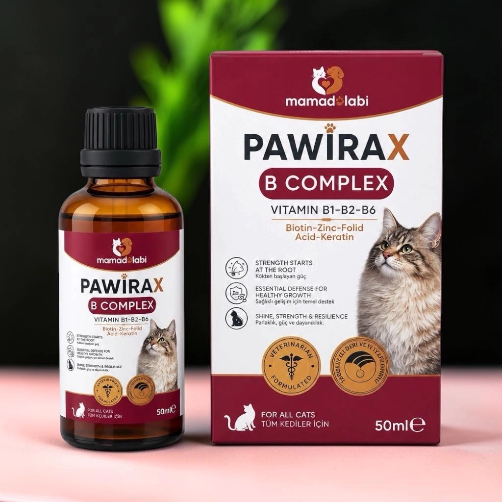Pawirax B Complex  Kediler İçin B Vitamini, Biotin ve Çinko Destekli Sıvı Takviye