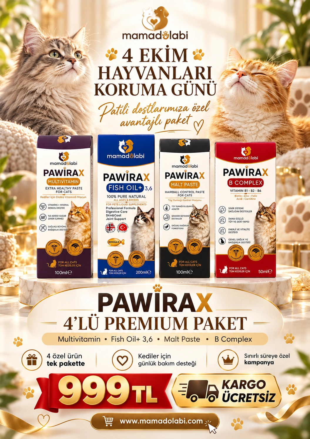PAWİRAX PREMİUM 4’lü SAĞLIKLI BAKIM SETİ 