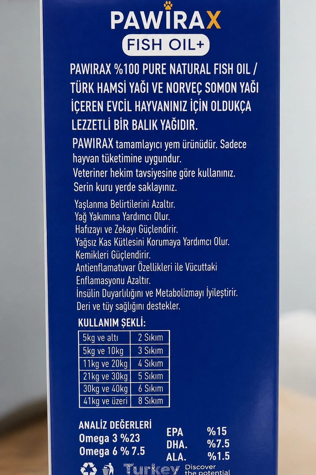 PAWIRAX Fish Oil+ 200 ML Kedi Balık Yağı | Omega 3 %23 | EPA %15 DHA %7,5 | Omega 3-6 | Cilt Tüy Eklem Desteği