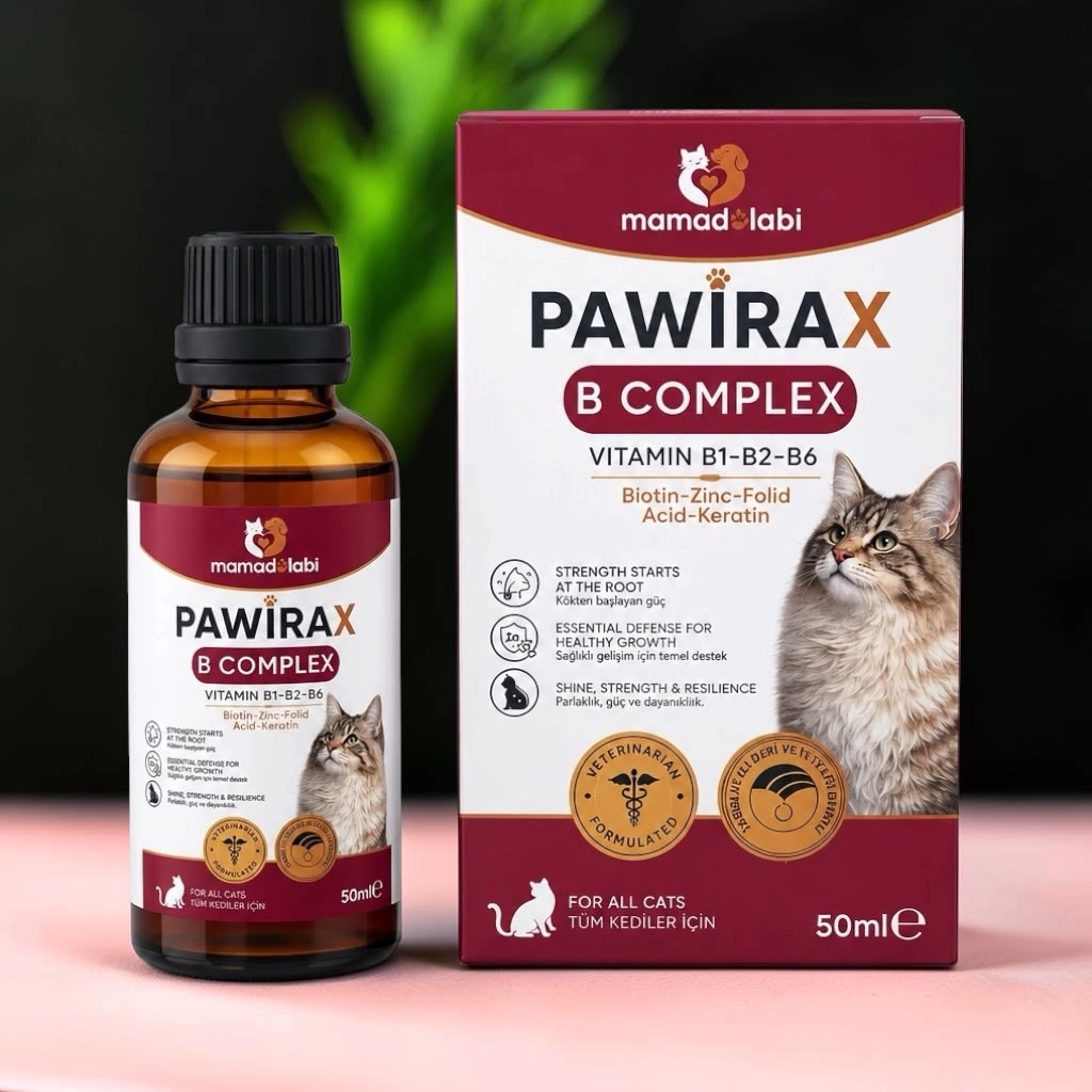 Pawirax B Complex  Kediler İçin B Vitamini, Biotin ve Çinko Destekli Sıvı Takviye