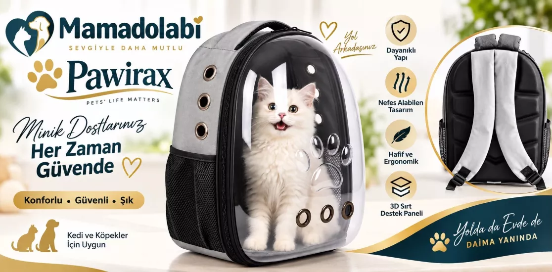 PAWIRAX 180° Şeffaf Kedi Köpek Taşıma Sırt Çantası