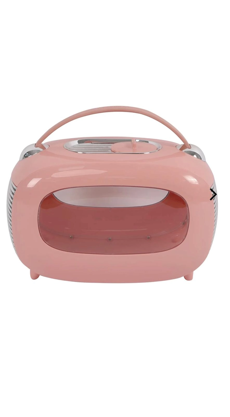 Premium Kedi Köpek Taşıma Çantası Şeffaf Pencereli Sert Gövde Omuz Askılı Pembe 48x28x30 cm