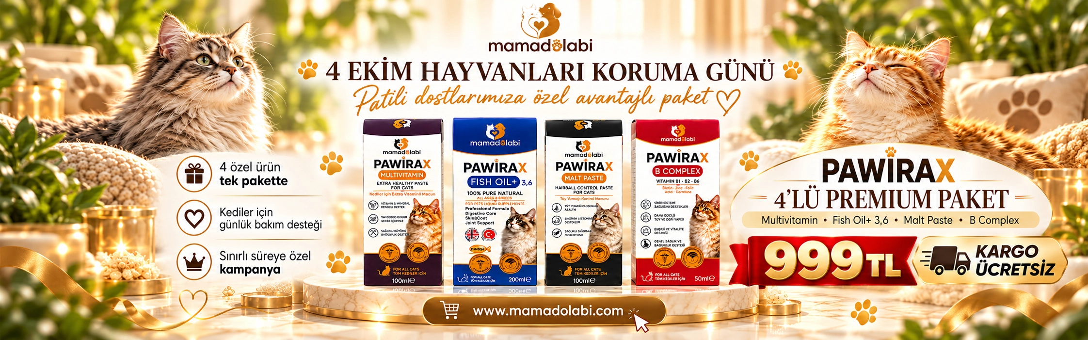 pawirax-kedi-4lü-Bakim-Set
